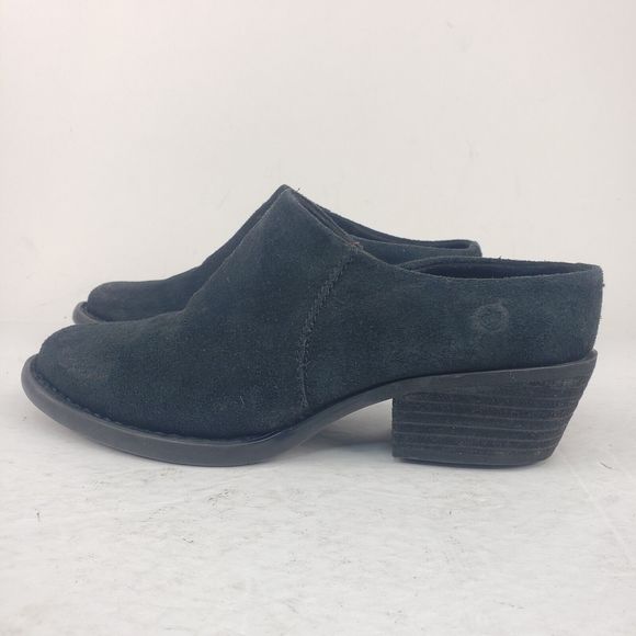 Born Starr Mule Clog Bootie Block Heel Black Suede Womens 6.5 - Picture 3 of 16